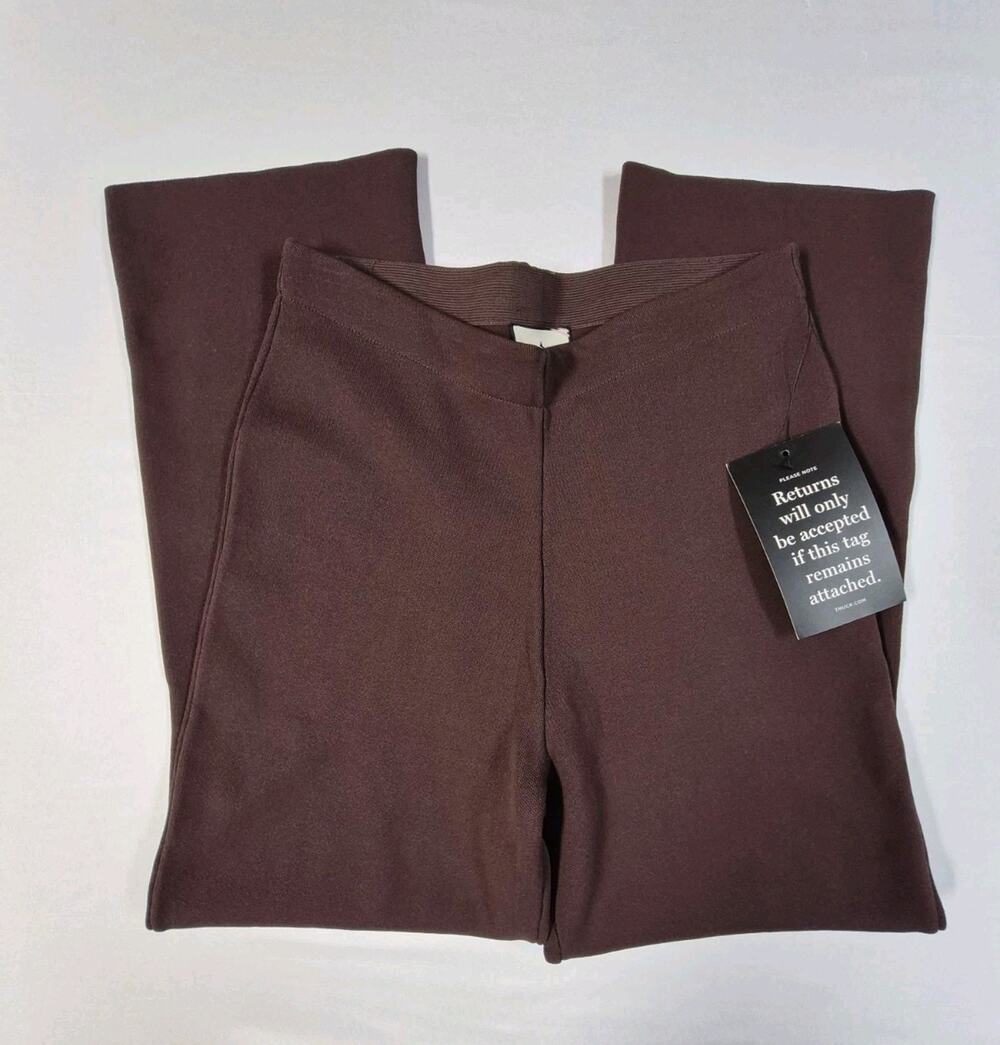 Tuckernuck Ashford Ponte Knit Cropped Flare Pants Brown High Rise Size L